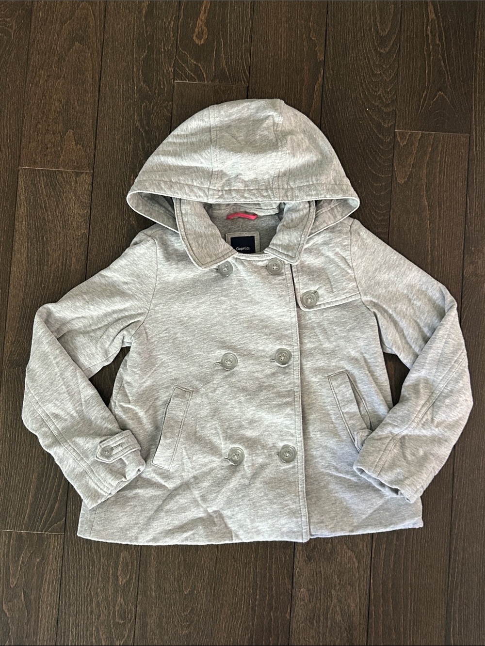 GAP KIDS Light Gray Hooded Double-Breasted Jacket